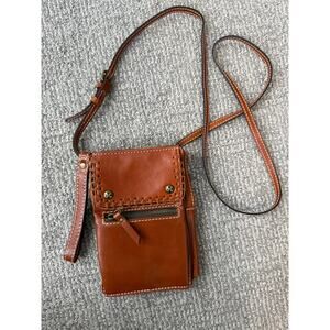 Patricia Nash mini cross body purse brown leather great condition‎